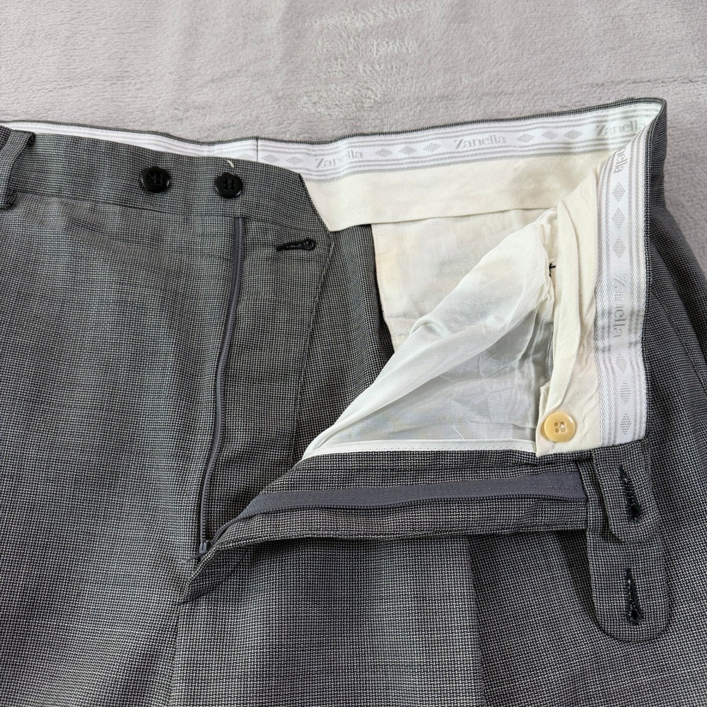 Zanella Alter Mens 36x30 Gray Wool Pleated Dress Pants Made in Italy Classic EUC - Picture 5 of 11